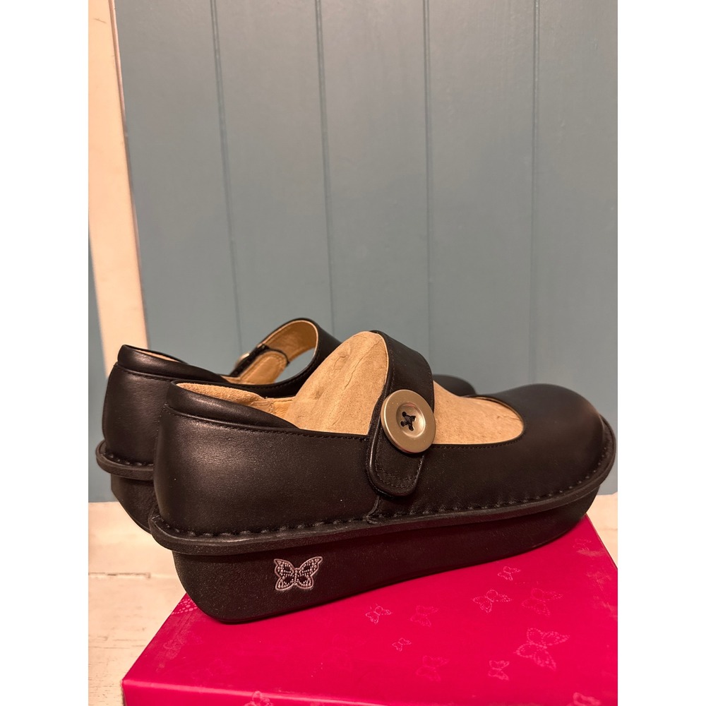 Alegria Paloma Black Nappa Leather Mary Jane Clogs Shoes PAL-601 Women Size 40 - Picture 4 of 7